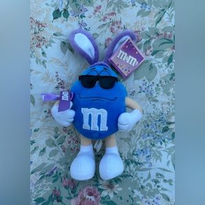 Blue M&M Easter Bunny plush NWT